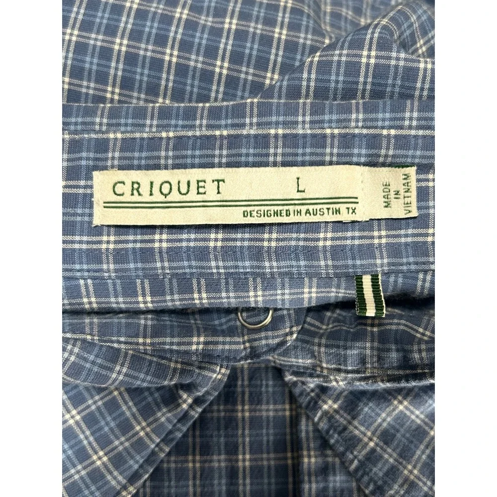 Criquet Mens Blue Plaid Western Pearl Snap Performance Shirt Large - CJ - Picture 4 of 8
